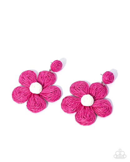 Double Daisies - pink - Paparazzi earrings