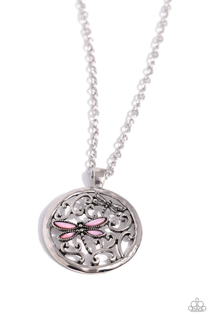 Dragonfly Daydream - pink - Paparazzi necklace