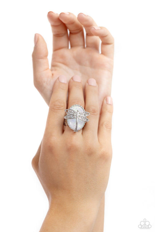 Dragonfly Dazzle - white - Paparazzi ring