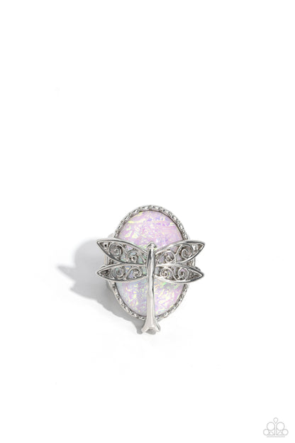 Dragonfly Dazzle - white - Paparazzi ring