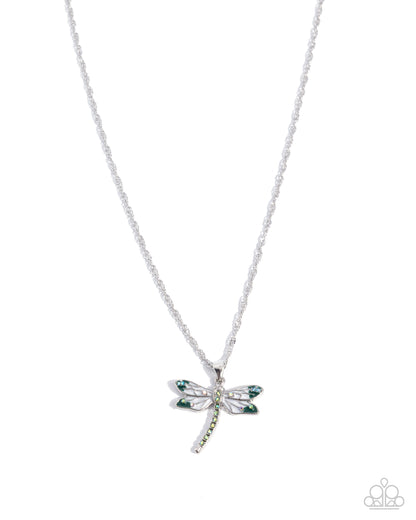 Dragonfly Debut - green - Paparazzi necklace