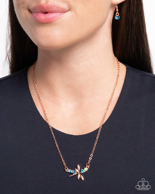 Dragonfly Deed - copper - Paparazzi necklace