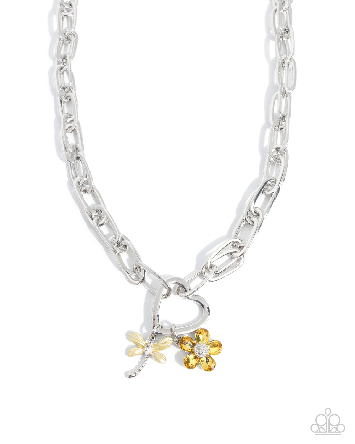 Dragonfly Dependence - yellow - Paparazzi necklace