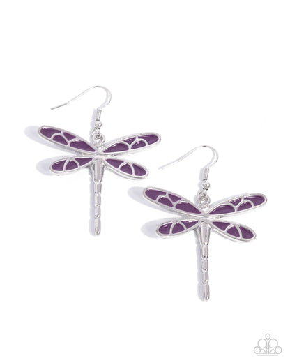 Dragonfly Descent - purple - Paparazzi earrings