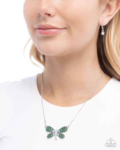 Dragonfly Direction - green - Paparazzi necklace