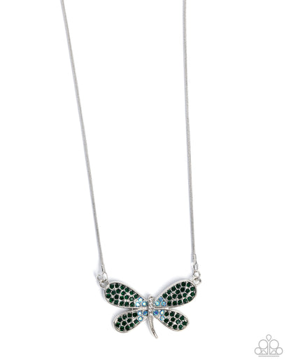 Dragonfly Direction - green - Paparazzi necklace