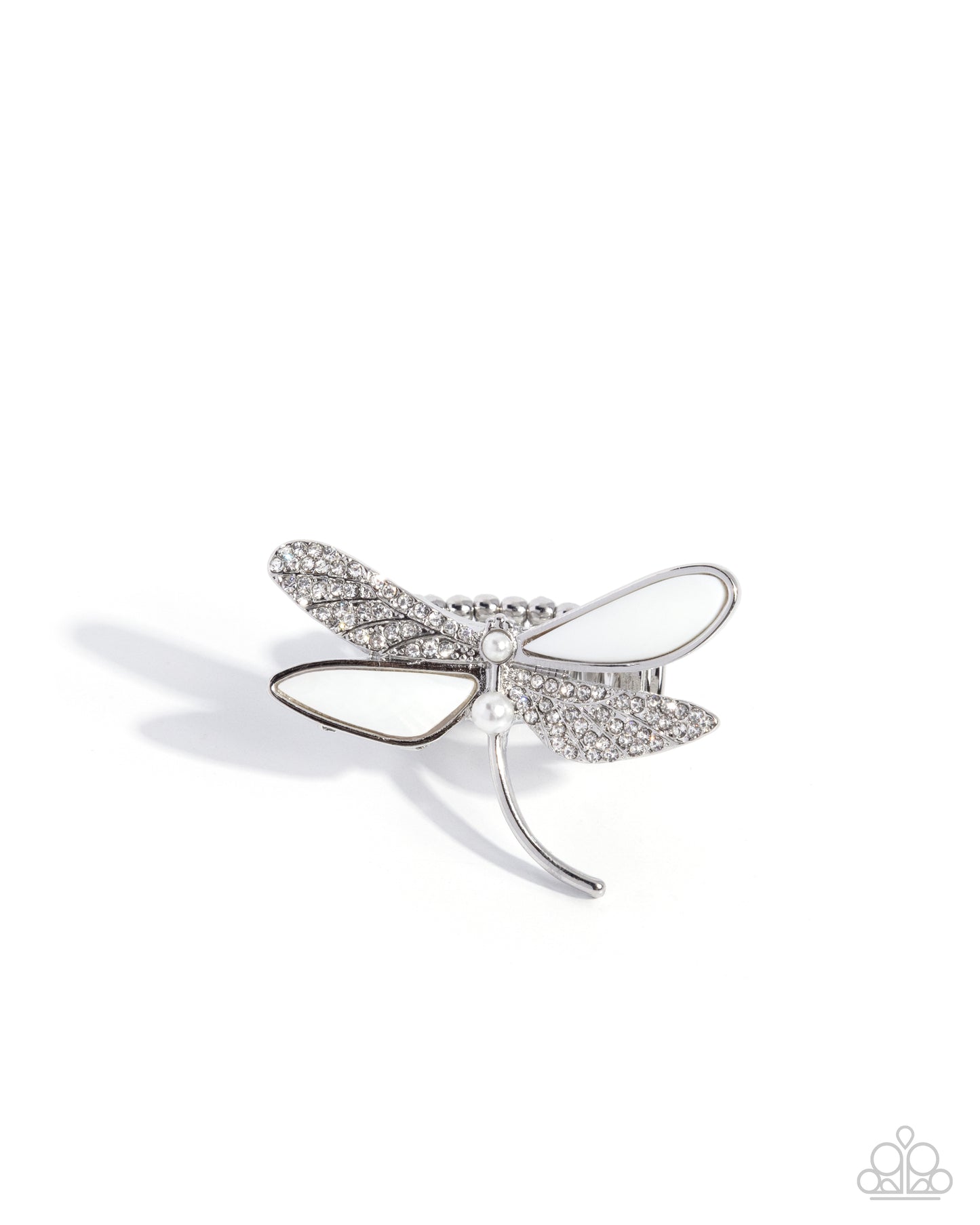 Dragonfly Drama - white - Paparazzi ring