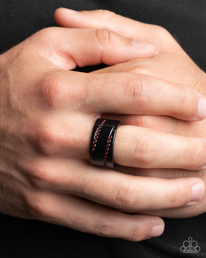 Dramatic Dedication - red - Paparazzi MENS ring