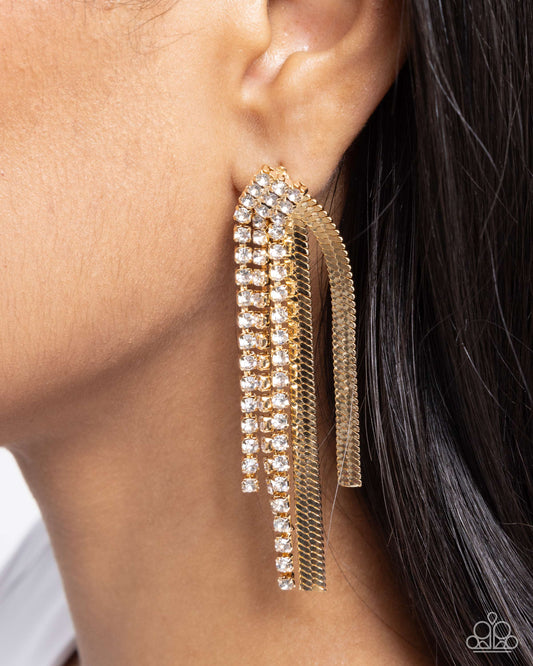 Dramatic Downpour - gold - Paparazzi earrings