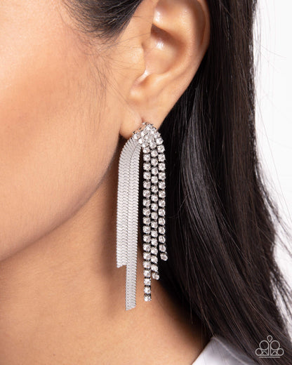 Dramatic Downpour - white - Paparazzi earrings