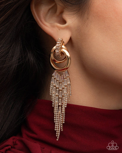 Draped In Drama - gold - Paparazzi earrings