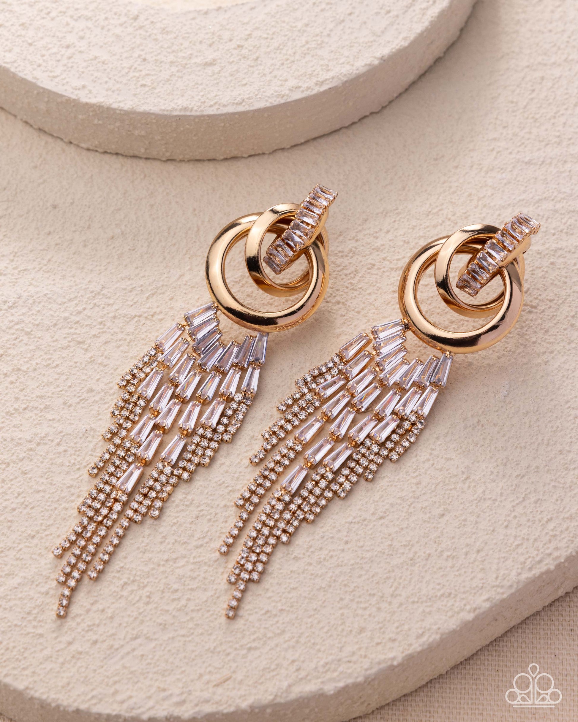 Draped In Drama - gold - Paparazzi earrings