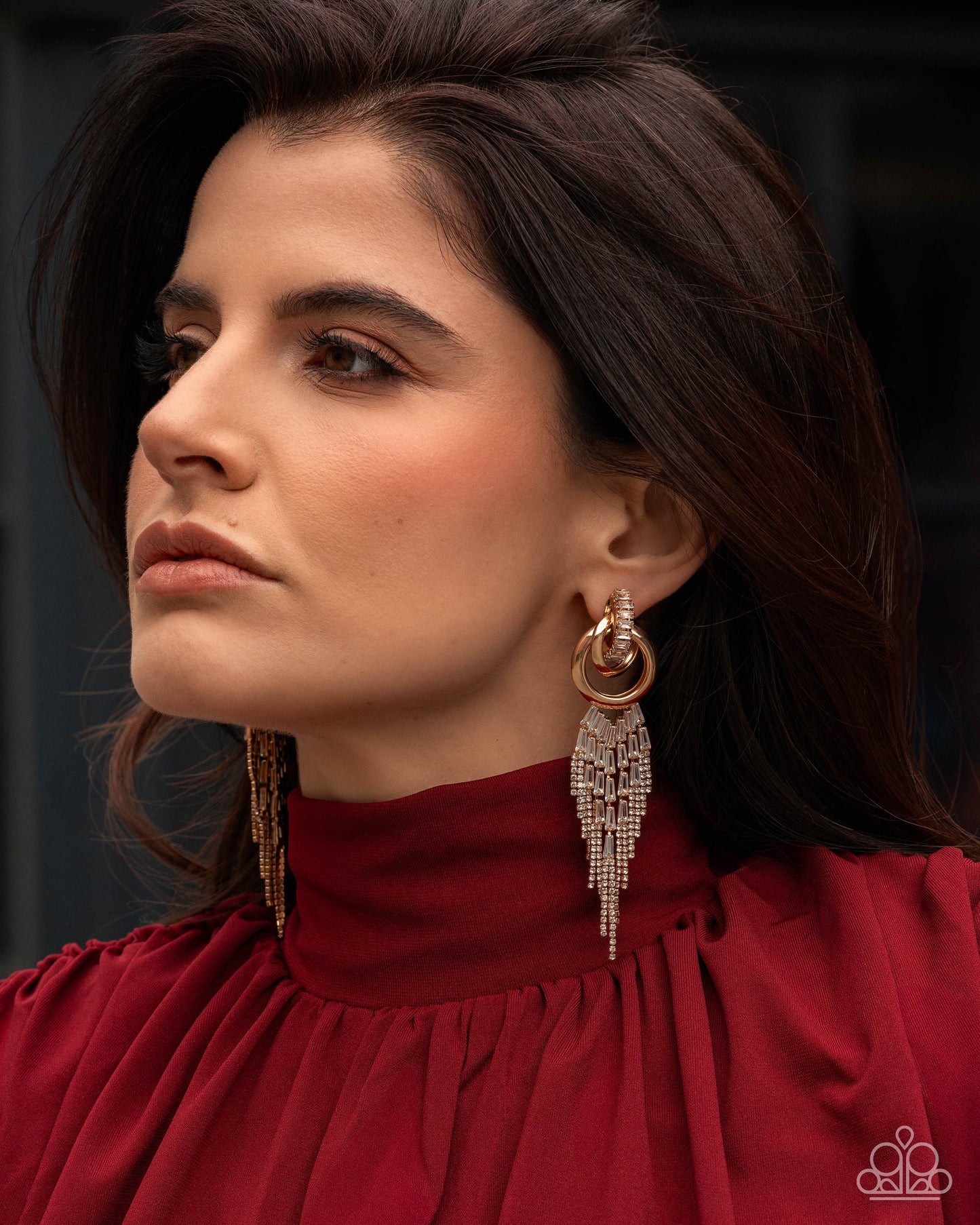 Draped In Drama - gold - Paparazzi earrings