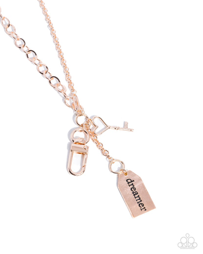 Dreamy Direction - rose gold - Paparazzi LANYARD necklace