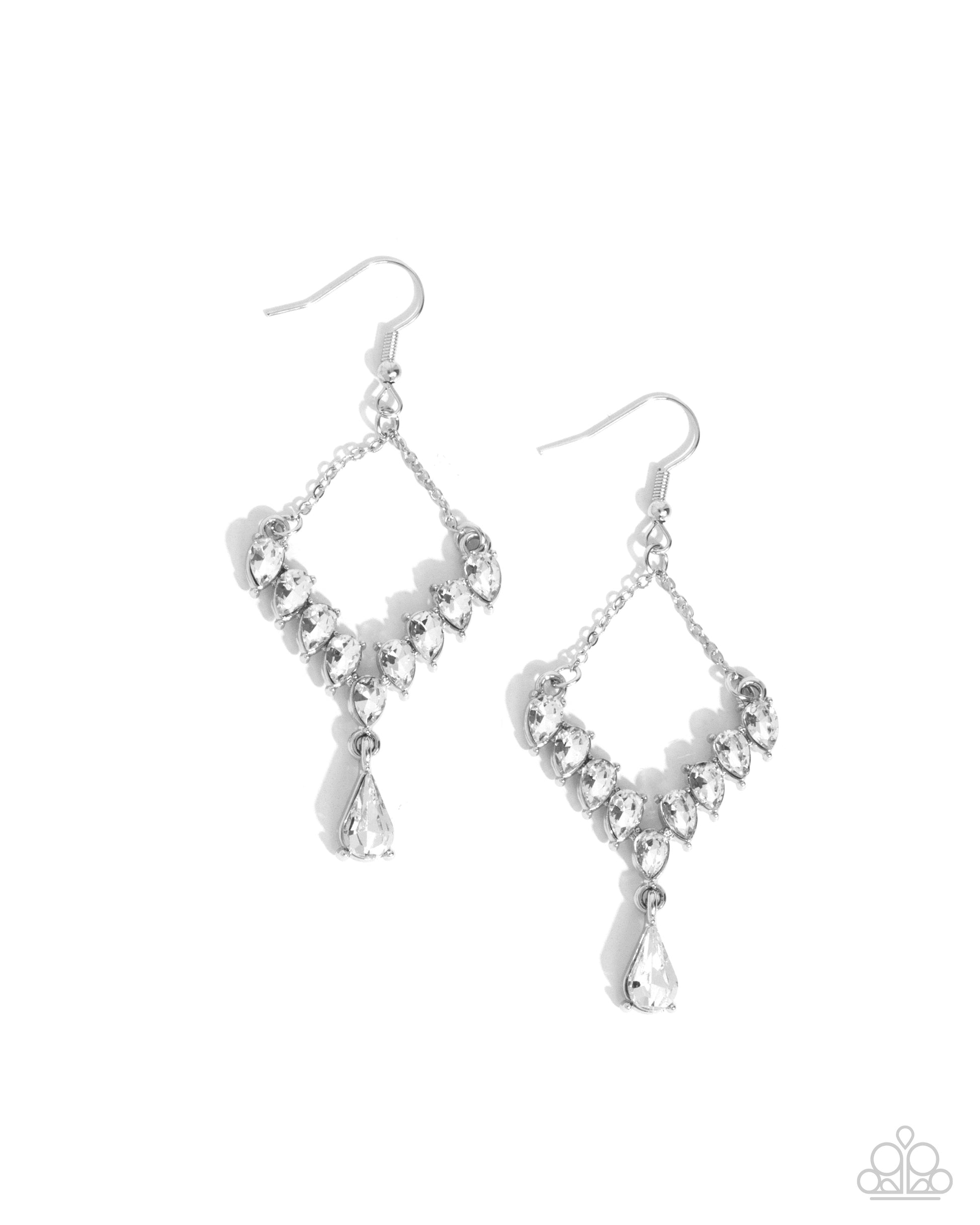 Dripping Drama - white - Paparazzi earrings