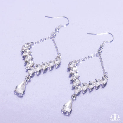 Dripping Drama - white - Paparazzi earrings