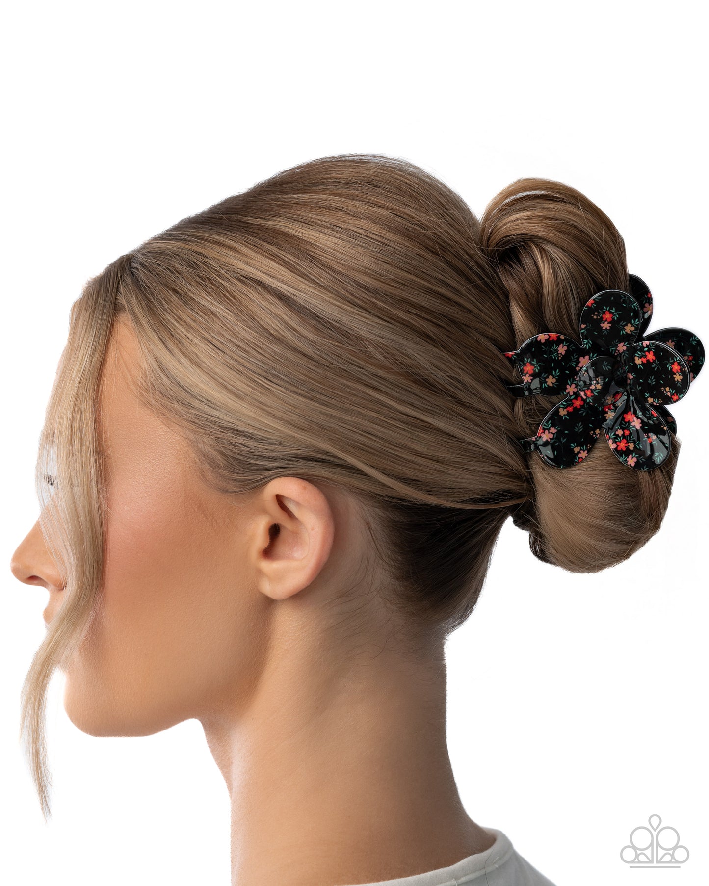 Dueling Flowers - black - Paparazzi hair clip