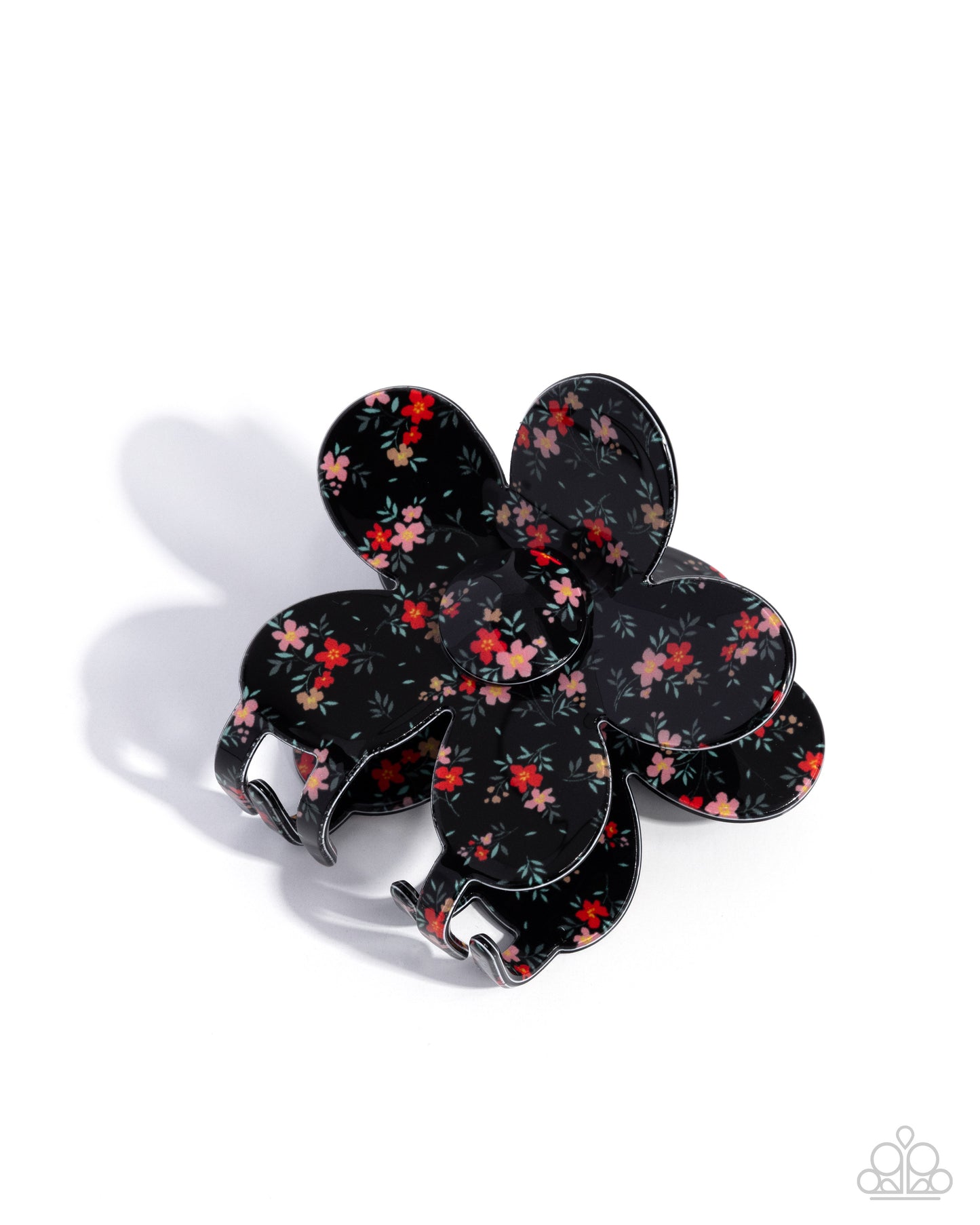 Dueling Flowers - black - Paparazzi hair clip
