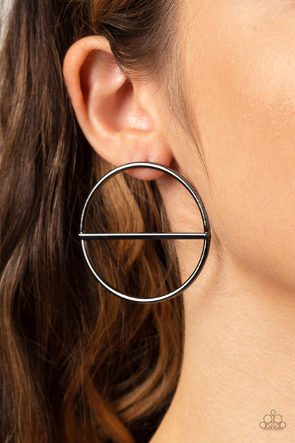 Dynamic Diameter - black - Paparazzi earrings