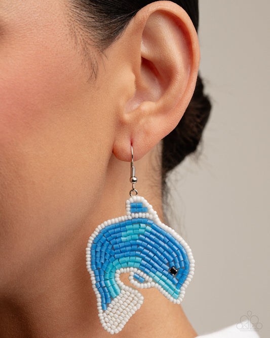 Dynamic Dolphin - blue - Paparazzi earrings
