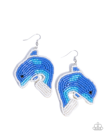 Dynamic Dolphin - blue - Paparazzi earrings