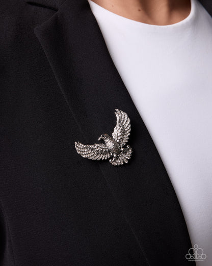 Eagle Embrace - white - Paparazzi brooch