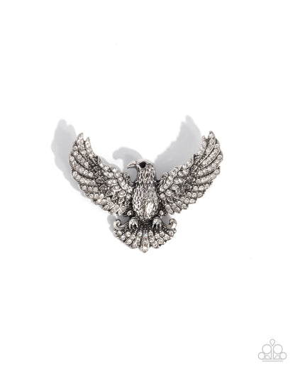 Eagle Embrace - white - Paparazzi brooch
