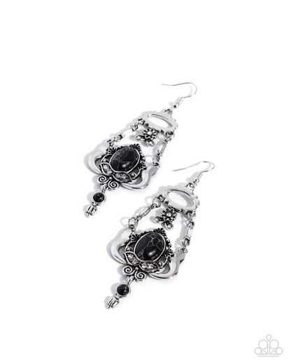Earthy Elaboration - black - Paparazzi earrings