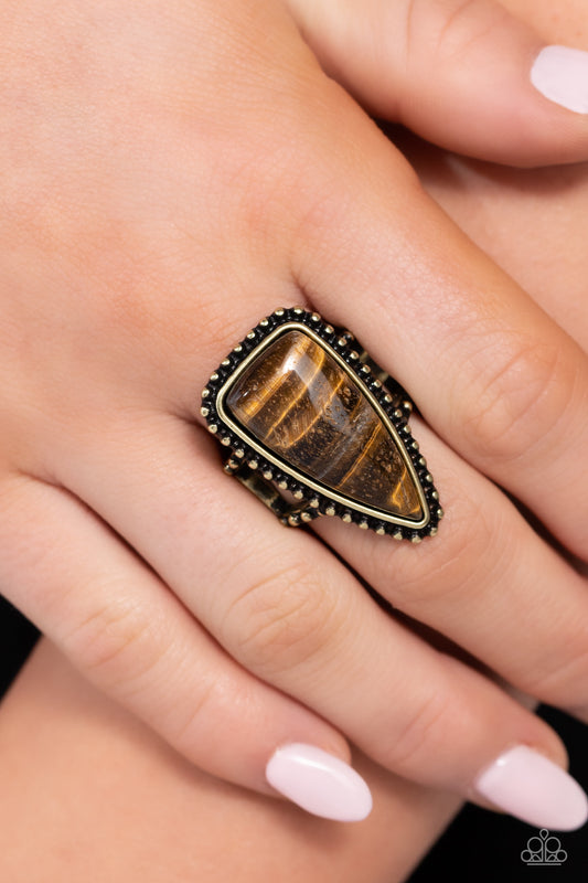 Earthy Engagement - brass - Paparazzi ring