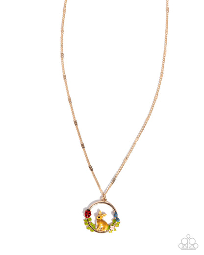 Easter Emblem - gold - Paparazzi necklace