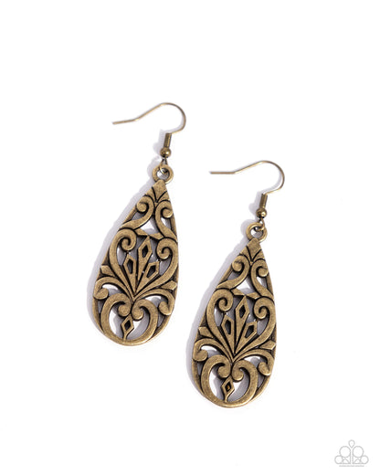 Eastern Elements - brass - Paparazzi earrings
