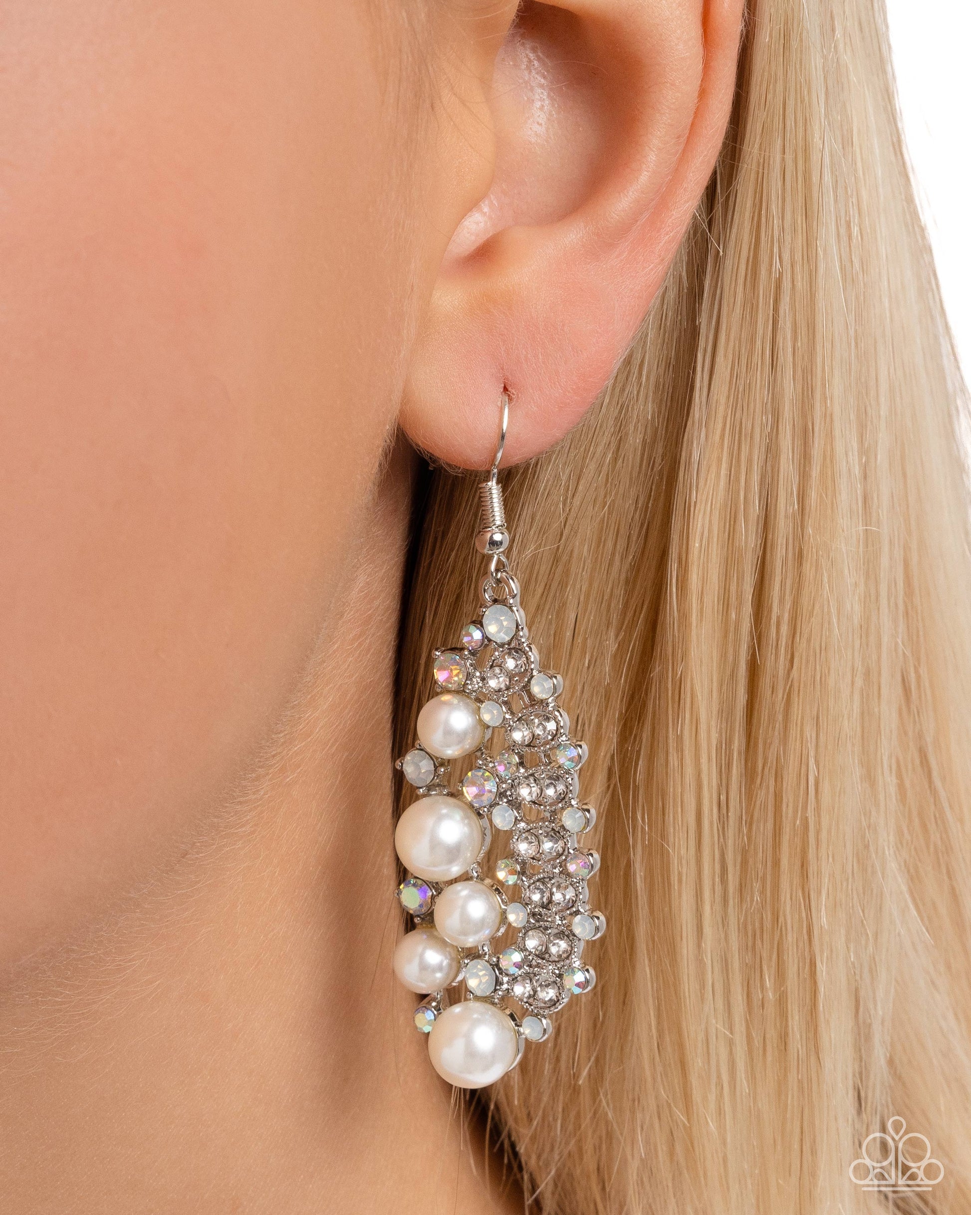 Easygoing Enigma - white - Paparazzi earrings