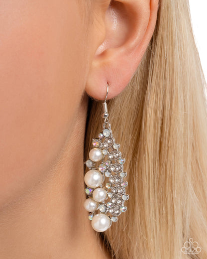 Easygoing Enigma - white - Paparazzi earrings