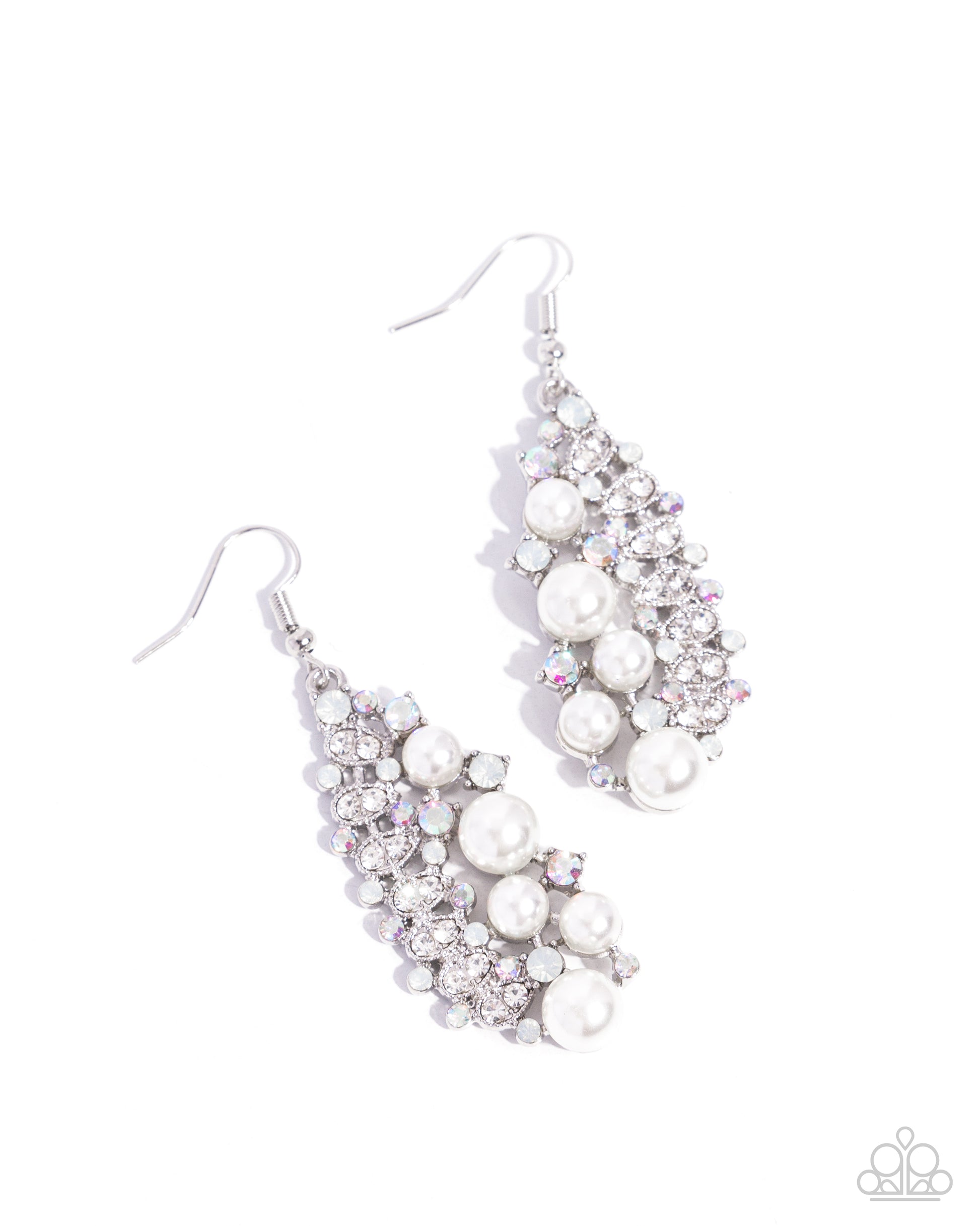 Easygoing Enigma - white - Paparazzi earrings