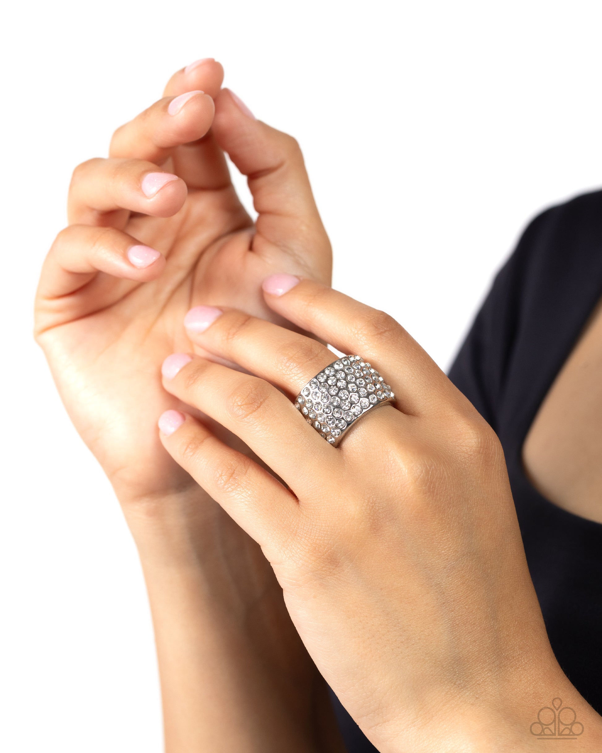 Edgy Effulgence - white - Paparazzi ring
