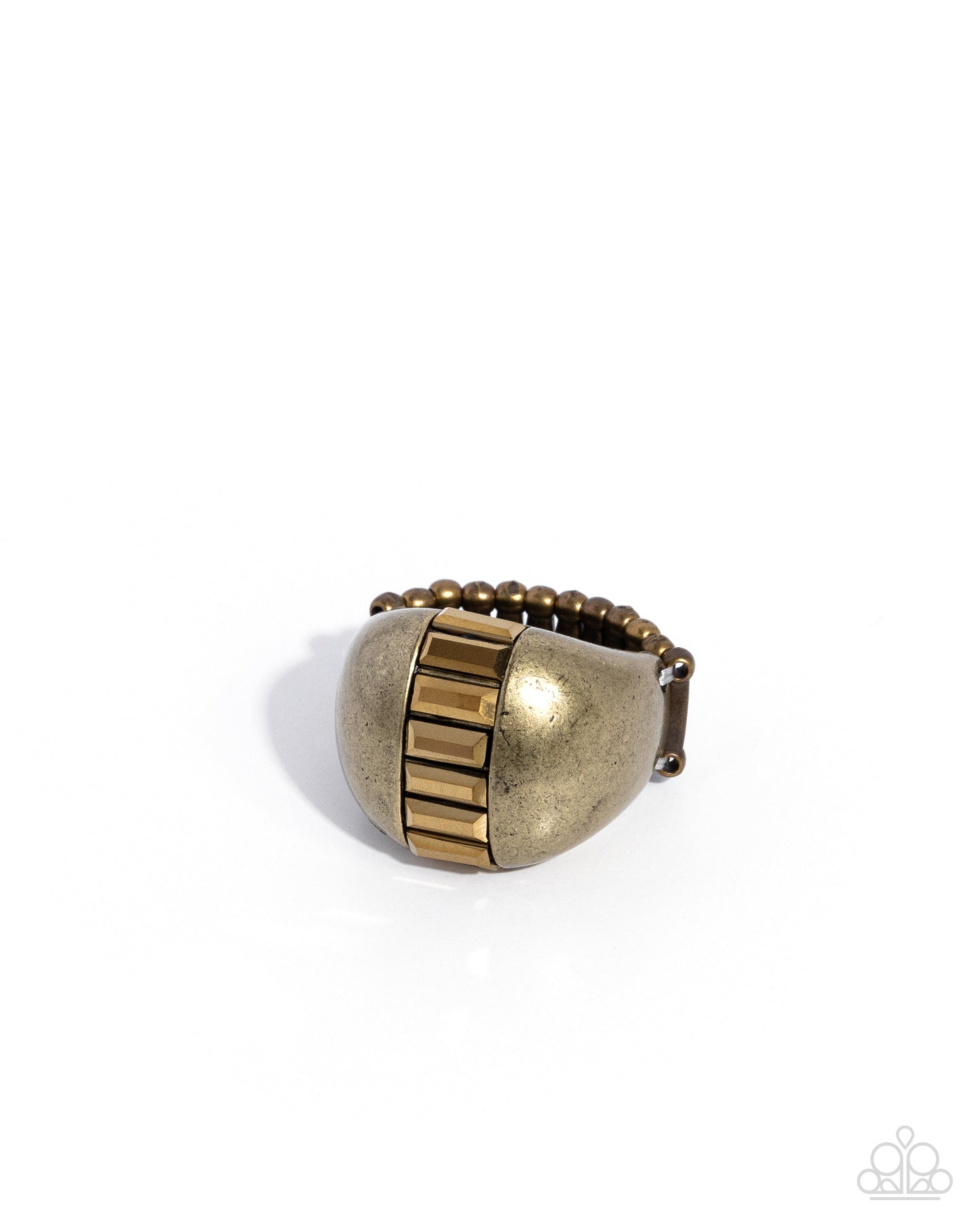 Edgy Emblem - brass - Paparazzi ring