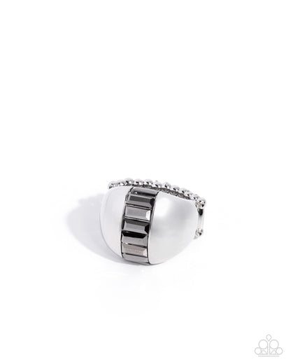Edgy Emblem - silver - Paparazzi ring