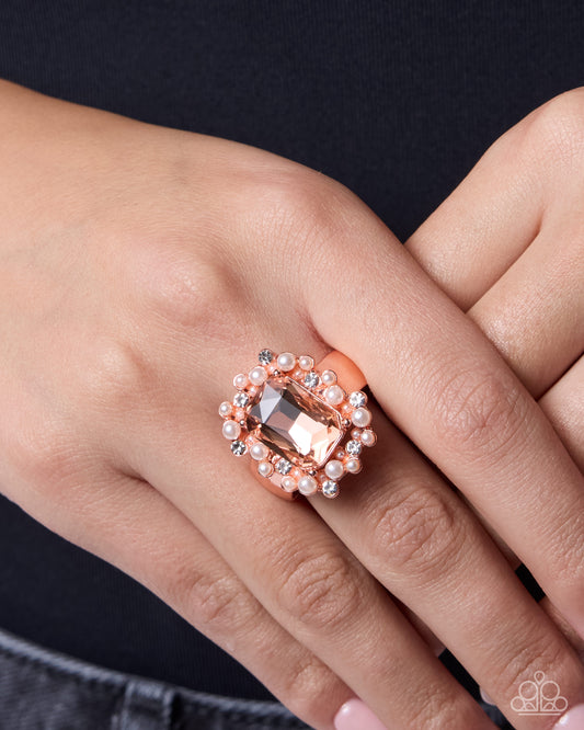 Effervescent Emerald - copper - Paparazzi ring