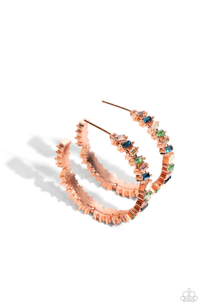 Effortless Emeralds - copper - Paparazzi earrings