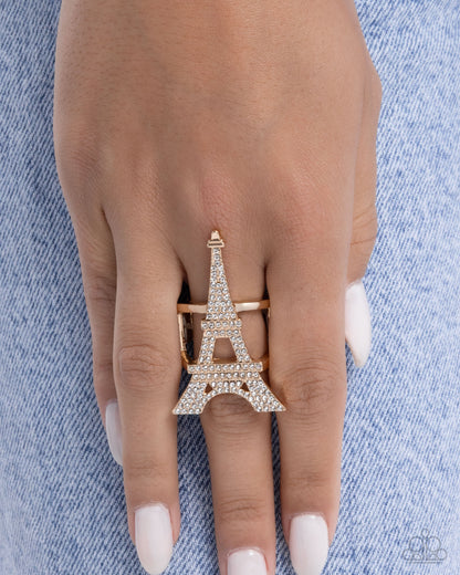 Eiffel Tower Ease - gold - Paparazzi ring