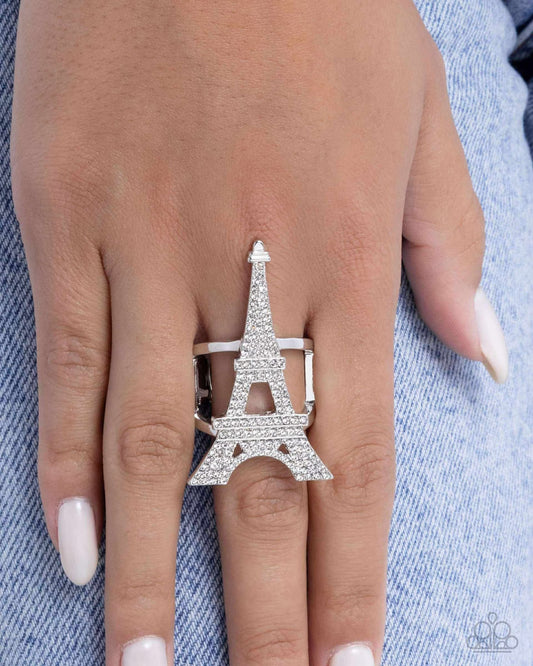 Eiffel Tower Ease - white - Paparazzi ring