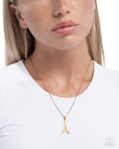 Eiffel Tower Eloquence - gold - Paparazzi necklace