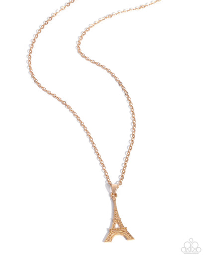 Eiffel Tower Eloquence - gold - Paparazzi necklace