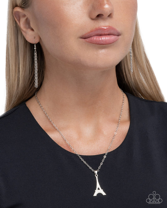 Eiffel Tower Eloquence - silver - Paparazzi necklace