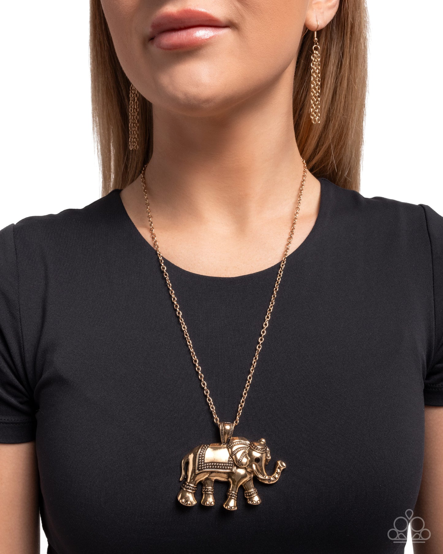 Elaborate Elephant - gold - Paparazzi necklace