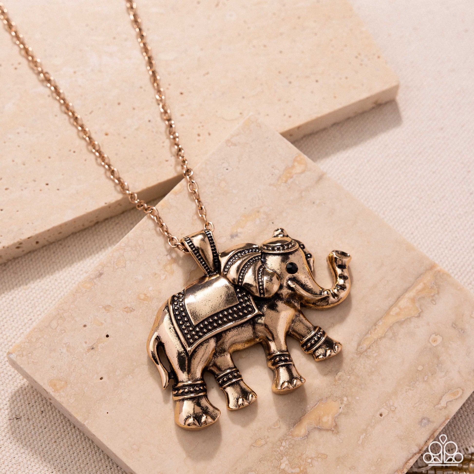 Elaborate Elephant - gold - Paparazzi necklace