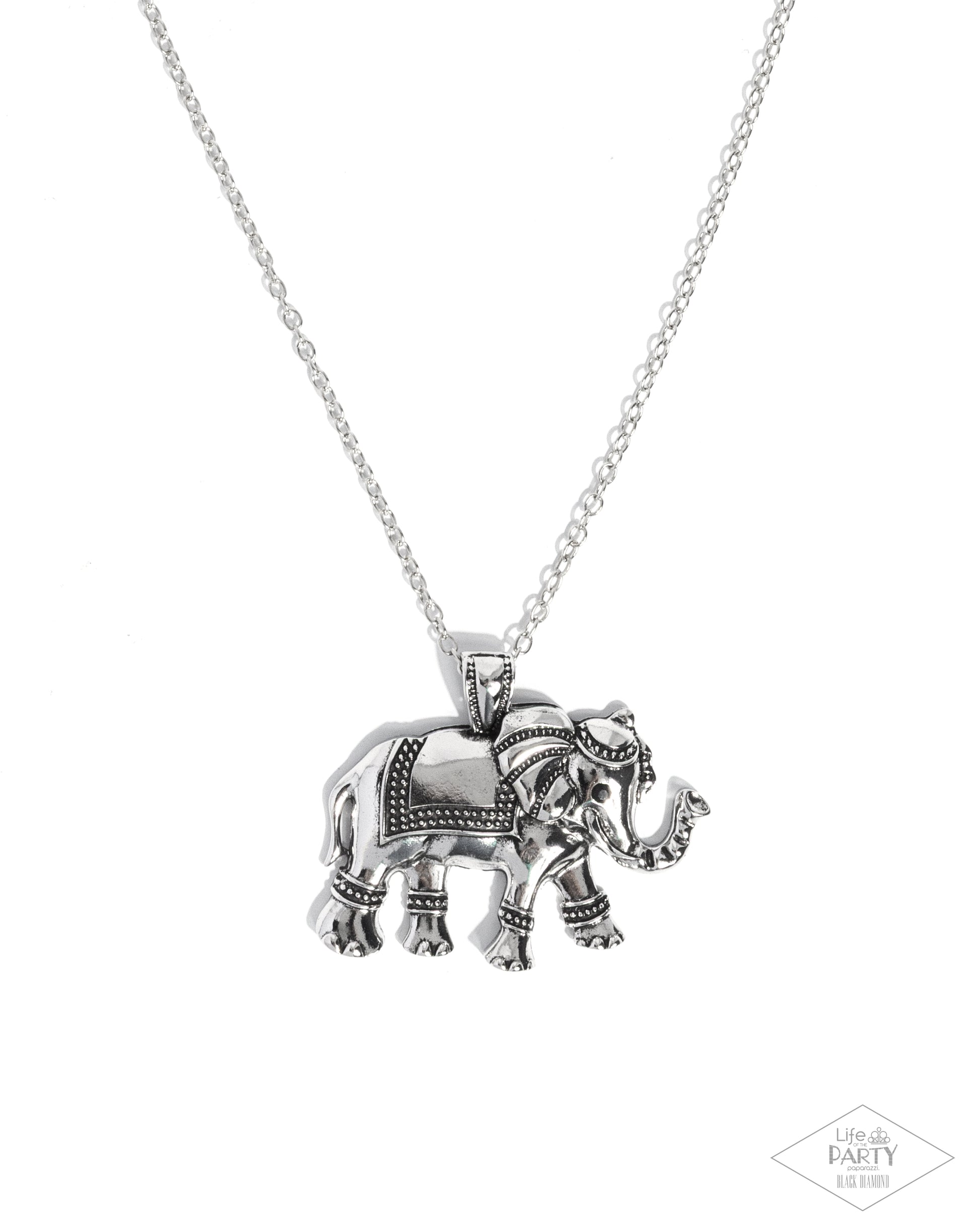 Elaborate Elephant - silver - Paparazzi necklace