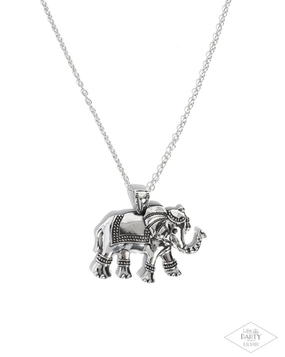 Elaborate Elephant - silver - Paparazzi necklace
