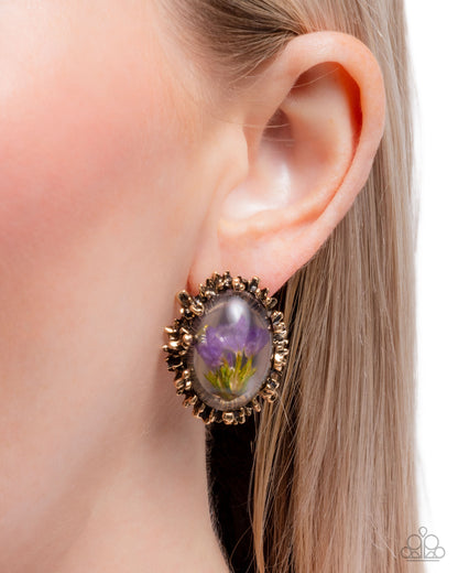 Elaborately Encased - gold - Paparazzi earrings