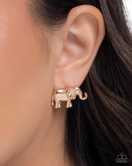 Elephant Eloquence - gold - Paparazzi earrings